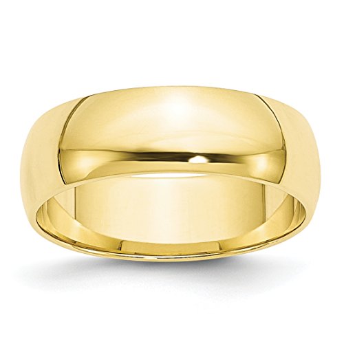 Solid 10k Yellow Gold 6 mm Rounded Wedding Band Ring