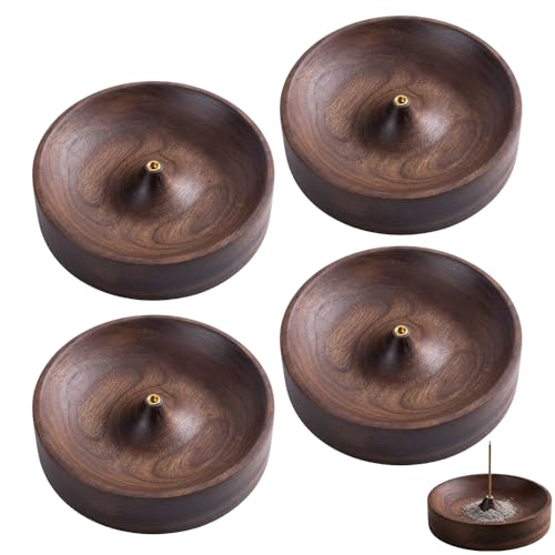Image of 3 Pcs Incense Stick Holders, Round Wooden Incense Joss Ash Catcher Burner for Home Decor, Natural Wood Incense Plate for Meditation, Yoga and Aromatherapy, Durable Minimalist Ash Tray Set (4)
