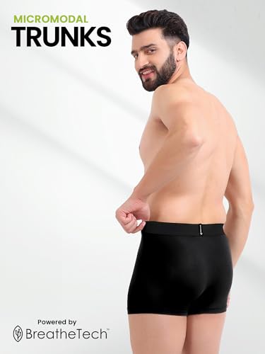 Image of Freecultr Men's Micromodal Airsoft Trunks - Anti-Bacterial, Sweat-Proof, Ultra-Soft, No Itch, No Chafing, Breathable Comfort Men's Underwear Combo Pack of 5