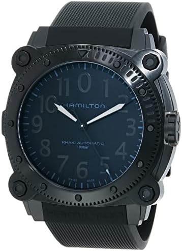 Hamilton Watch Khaki Navy BeLOWZERO Swiss Automatic Watch Titanium 46mm Case, Black Dial, Black Rubber Strap (Model: H78505330)