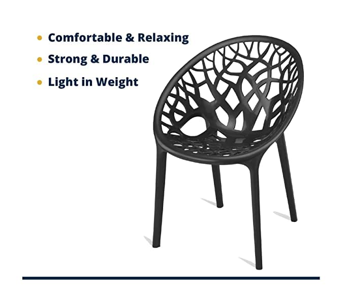 Image of SkyGlamour Neelkamal Crystal Plastic Chair|Chairs for Home, Garden, Balcony & Patio Durable Indoor &Outdoor (Color: Black; Pack of 1