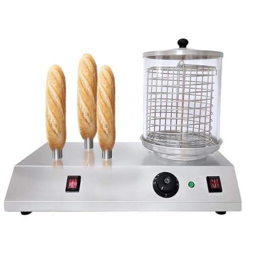 Electric Hot Dog Machine with Stainless Steel Bun Warmer and Steamer, Temperature Control 50-300℃, Ideal for Fast Food and Restaurant Equipment