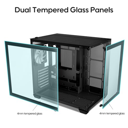 Gabinete para PC Vetroo AL900 ATX con personalización ARGB y ventiladores PWM | Vista completa de 270° con vidrio templado, soporta radiador de 360 mm y hasta 10 ventiladores, listo para USB-C, compatible con GPUs de serie 50 - Negro miniatura 2