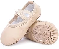 Ballettschuhe aus Leder Ballettschläppchen Tanzschuhe Gymnastikschuh mit Geteilte Ledersohle für Kinder Damen Beige 38