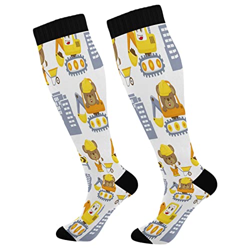 IUBBKI Calcetines de compresión para mujeres y hombres, calcetines deportivos hasta la rodilla, soporte para correr, senderismo, fitness, diseño sin costuras, diseño de dibujos animados, divertido,