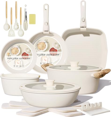 BECIGAR removable handle cookware set on a kitchen counter