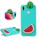 Produktbild DasKAn Karikatur 3D Wassermelone Silikon Hülle für Huawei P20 Lite, Niedlich Früchte Muster Ultra Dünn Schlank Matt Weich Gummi Rückseite Handyhülle Stoßfest Kratzfest Flexibel Schutzhülle,Grün