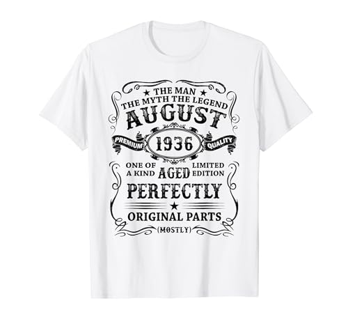 Hecho En 1936 88 Años Cumpleaños Hombre Agosto 1936 Camiseta