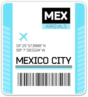 Squiddy Mexico Airport Code MEX Travel Luggage Tag - Vinyl Sticker Decal for Phone, Laptop, Water Bottle (3" high)