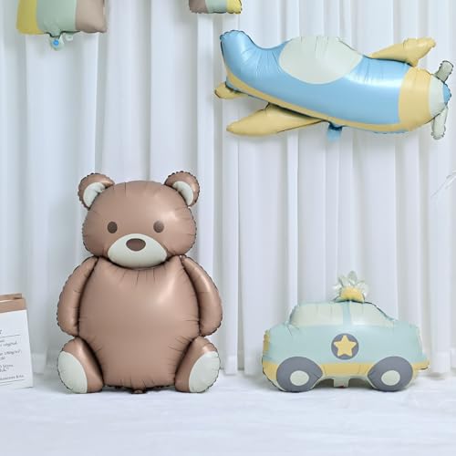 Image of Bear Balloons Large Brown Bear Foil Balloons 2 Pieces | Cute Bear Balloon Baby Show Birthday Party Animal Theme Party Decoration