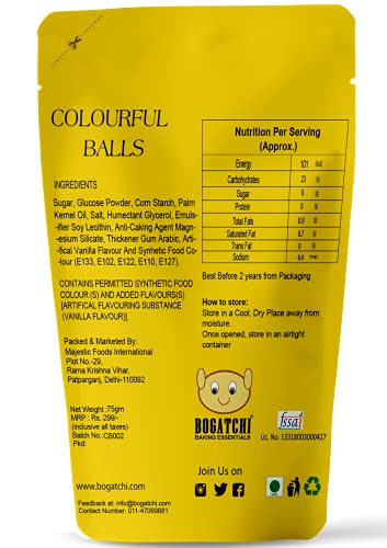Image of BOGATCHI Colorful Balls Sprinkler for Cake Decoration | Topping for Cake & Other Baking Items| Colored Sugar Confectionary | Cake Decorating Sprinkler |Gluten Free & Vegan |75g