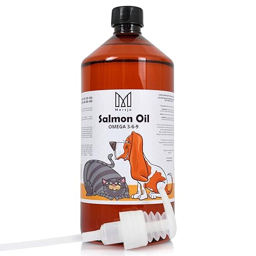 MERSJO Lachsöl für Hunde und Katzen 1000ml - Reich an Nährstoffen und Omega 3, Unterstützt das Immunsystem - Katzen Zubehör, Lachsöl Hunde, Anti-Allergisch, Ernährungsanreicherung