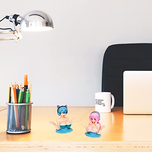 Cute Car Dashboard Decorations Accessories Interior for Men Women, Bobbleheads for Car Dashboard Decor, Funny Chest Shaking Car Ornaments, Anime Beauty Figure 2pcs