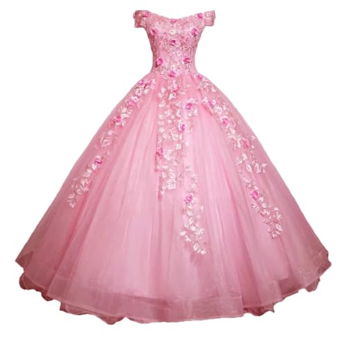 Asulla Off Shoulder Quinceanera Dress 3D Flower Appliqued Ball Gowns Princess Sweet 15 16 Dresses