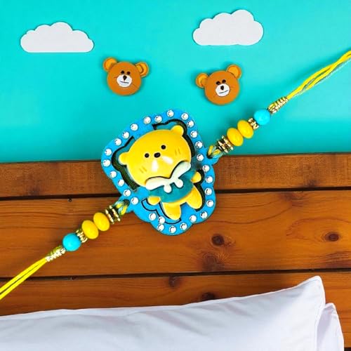Image of Bear Character Rakhi for Beloved Ones | Special Character Rakhi| Free Tilak Set | Unique Character | PoPo Toys | Assorted (Any 1)