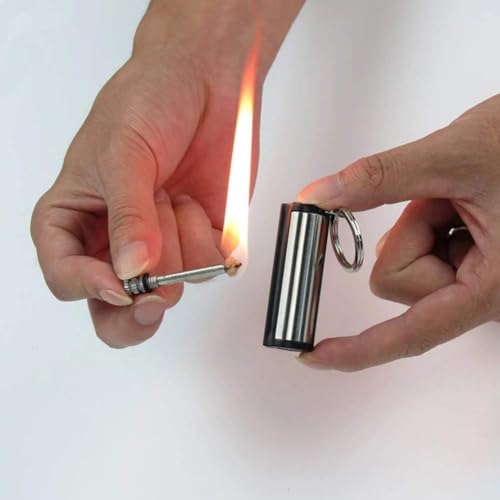 Image of Smoke King Trek Match Striker Kerosene Lighter | Waterproof Refillable Flint Fire Starter Keychain | Metal Survival Tool (Fuel Not Included)