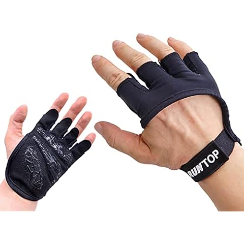 RUNTOP Workout Gloves Cross Training Grip Pads Exercise Home Fitness Weightlifting Powerlifting Gym Rowing Yoga Pole Women Men Hand Full Palm Protect Prevent Rips Blister Callus(BlackNewM) Cover