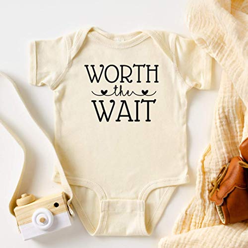 Worth the Wait Onesie, Miracle Baby Announcement Grandparents Family Husband, Infertility Onesies, Rainbow Baby Pregnancy Reveal | CREAM2