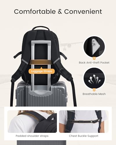 Image of LOVEVOOK College Laptop Backpack with Locking Cup Holder, 15.6 Inch Padded Waterproof Travel Daypack, Personal Item Bag for Work Commute Nurse Teacher