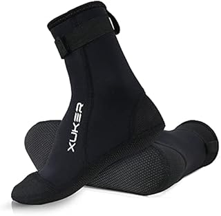 XUKER Neoprene Socks 3mm Beach Volleyball Sand Soccer Socks Water Booties for Diving Swimming Surfing Snorkeling Fishing Wading Kayaking Hiking Rafting, High Cut (Black 01-High Cut, Medium)