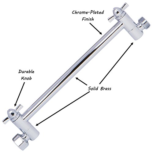 Adjustable Shower Head Extension Arm - 10 Inch Brass Shower Arm Extender Hardware - Chrome #TOP1