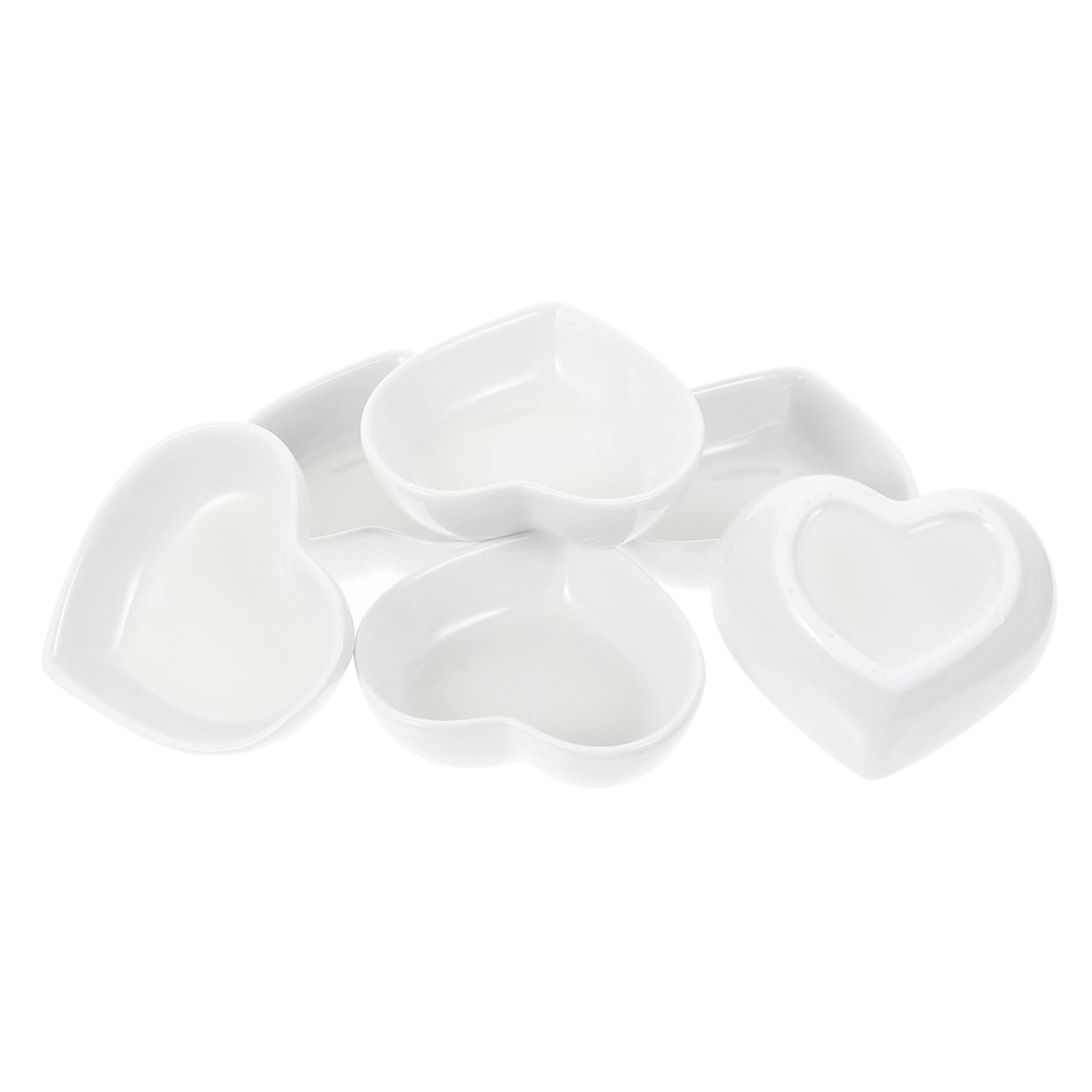Garneck 6pcs Heart Shaped Plate Soy Dishes Soy Tableware Sauce Dish Sushi Dipping Bowls Snack Platter Dish Sushi Sauce Dish Ketchup Dip Bowls Sauce Container Japan Ceramics White re-usable