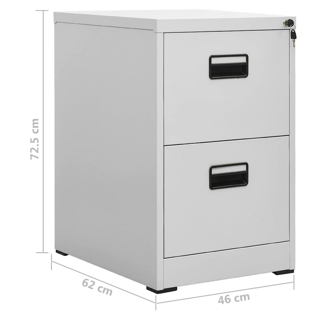 Szafka na akta ze stali jasnoszara 46 x 62 x 72,5 cm z 2 szufladami zamykanymi na klucz, do biura, gabinetu, biura domowego, mebli biurowych do bezpiecznej archiwizacji dokumentów i