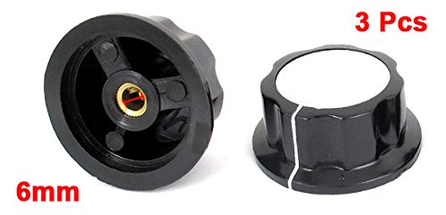 uxcell a14071800ux0092 Adjustable Turn 36 mm Top 6 mm Shaft Insert Diameter Potentiometer Rotary Knobs, 3 Piece