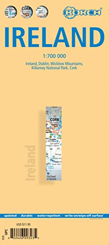 Ireland - Laminated Borch Road Map