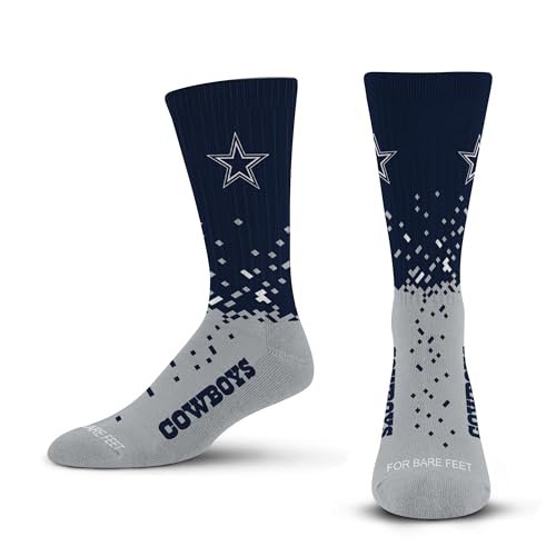 For Bare Feet - Officially Licensed NFL Spray Zone Crew Socks Mens Size Large 10-13 (US Alpha Large Regular Regular Dallas Cowboys)