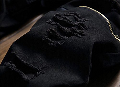 NORAME Calça lápis masculina slim fit vintage com zíper envelhecido stretch rasgado jeans (34, preto