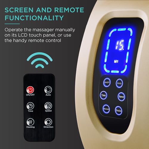 Image of Best Choice Products Shiatsu Foot Massager with Heat for Plantar Fasciitis & Neuropathy, Kneading Foot & Calf Massager with Remote, 360 Adjustable Handle, Rolling & Compression Massage - Gold