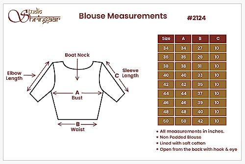 Studio Shringaar Women's Readymade Brocade Elbow Length Sleeves Saree Blouse