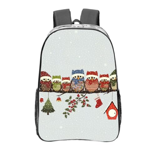 Sac à dos transparent léger hiboux de Noël idéal pour le travail