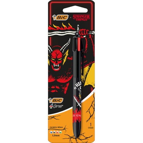 530005 - Caneta Escrita Média Retratil, 4 cores collab Stranger Things, BIC, 1 unidade