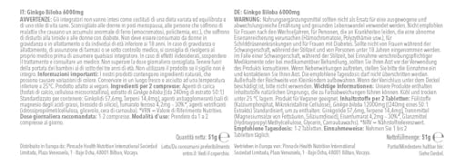 Ginkgo Biloba 6000mg - ¡Bote para 4 meses! - Apto para veganos - 120 Comprimidos – SimplySupplements