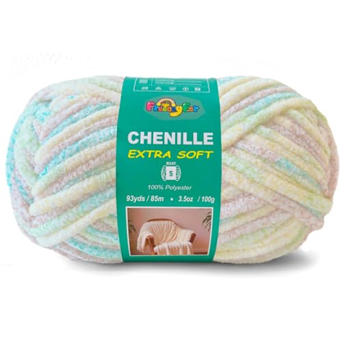 Image of Super Soft Velvet Chenille Yarn for Crocheting and Knitting-Easy to Crochet-Bulky, 3.5oz /93yds of Each Skein-Chunky Plush Yarn for Hand Craft Blanket Ammigurumi DIY (Soft Cream, 1 Pack)