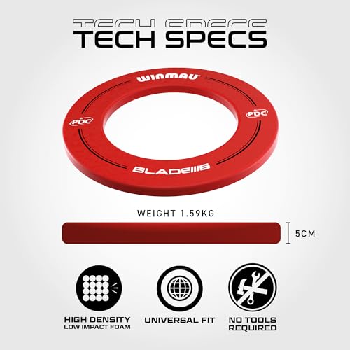 WINMAU PDC Printed Dart Board Surround Ring - Red - Durable Backboard Wall Protector for Dartboards - Professional Darts Accessories - Image 3