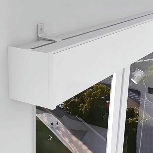 Rail de rideau en aluminium de 450 cm blanc avec cantonnière 12x12 cm pour séparation de pièce