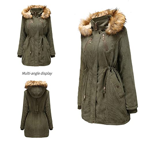 MKIUHNJ Max Damen Verdickter Damenmantel Plus Größe warmer einfarbig Winter Fleece gefüttert Hoodie Schneemantel Jacke mit Seitentasche Klamotten Damen Mantel – Bild 6