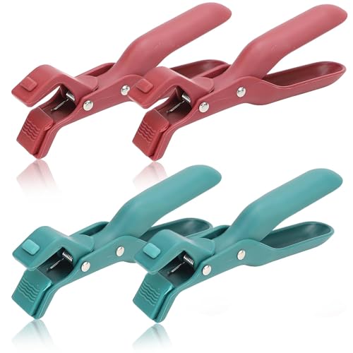 4PCS Multi-Angle Multi-Function Anti-Scald Bowl Clip Kitchen Tongs Silicone Anti Scald Bowl Holder Clip Silicone Tongs Hot Plate Gripper for Dish Bowls Pots Plates (Red+Blue)