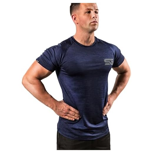 Satire Gym Shirt Herren Sportshirt Kurzarm atmungsaktiv | Funktionsshirt | Bodybuildung T-Shirt als Activewear & Sportbekleidung Männer für Crossfit, MMA, Laufen (Navy Blue Meliert, L)