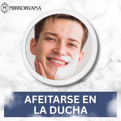 Miniatura 8 de Mirrorvana Espejo Pequeño Antivaho Para Ducha, Espejo De Pared Inastillable Con Ventosa Fuerte De 360 - 17 Cm De Diámetro Redondo