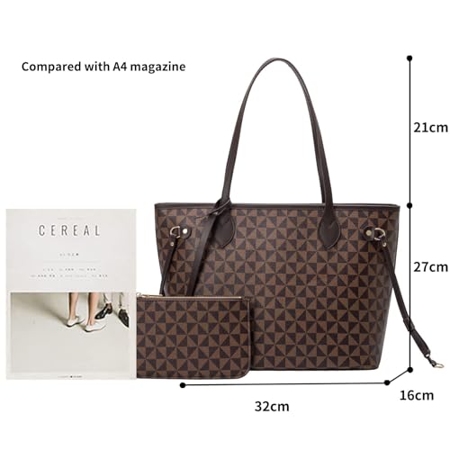 Bolso Tote de Cuero para Mujer con Billetera y Estampado Triangular miniatura 6