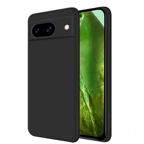 Liquid Silicone Case for Google Pixel 8a Soft Gel Rubber Anti-scratch Shockproof Slim Full Body Protection Phone Case Cover Compatible with Google Pixel 8a Black