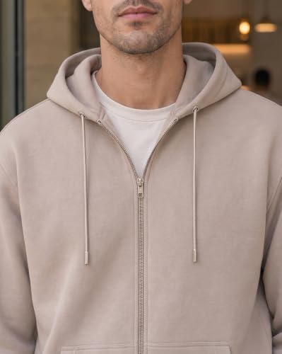 Image of Nobero Classic Zipper Hoodie for Men | Zip Up Hoodies for Men | Regular Fit | Full Zip Closure | Drawstring Hood | Zipped Hooded Sweatshirt | Cotton Rich Zipper Fleece Hoodie