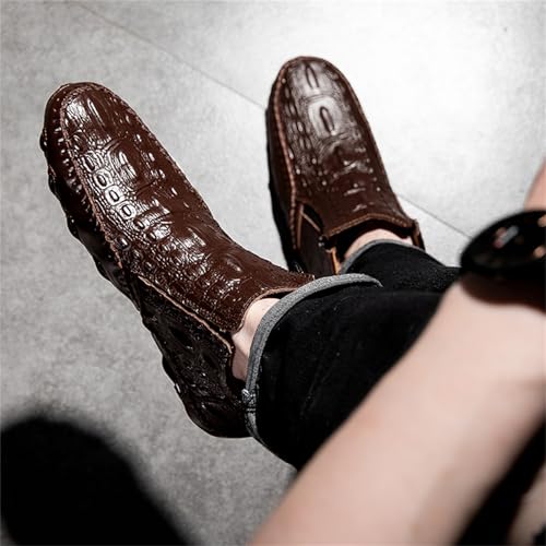 Image of Mens Boot Side Zipper Ankle Dress Patent Leather Formal Boots Fashion Luxury Crocodile Pattern Luxury Classic Outdoor Non-Slip High-Top Fur Lined Loafers