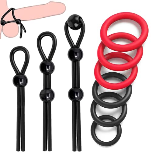 Adjustable Penis Ring Set Sex Toys for Men 9 PCS Silicone Cock Rings for Men Erection Sex Adult Toys Cockring Cock Sexual Stimulation Device Couples Male Sex Toys Pleasure Cock and Ball Ring