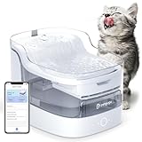 PETGUGU Fontanella per Gatti & Cani, Fontana Automatica per Cani con Pompa Senza Fili, Filtro a 8 Strati, 2L Dispenser Acqua Gatti Ultra Silenziosa <20dB, APP Promemoria Intelligenti, WiFi 2.4G, PF1L