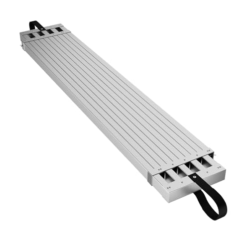 6-9ft Telescoping Plank Aluminum Work Plank 440 Lbs Load Capacity Extension Scaffolding Plank with Skid-Proof Platform Scaffold Ladder Accessory 12.5 Inch Width Silver